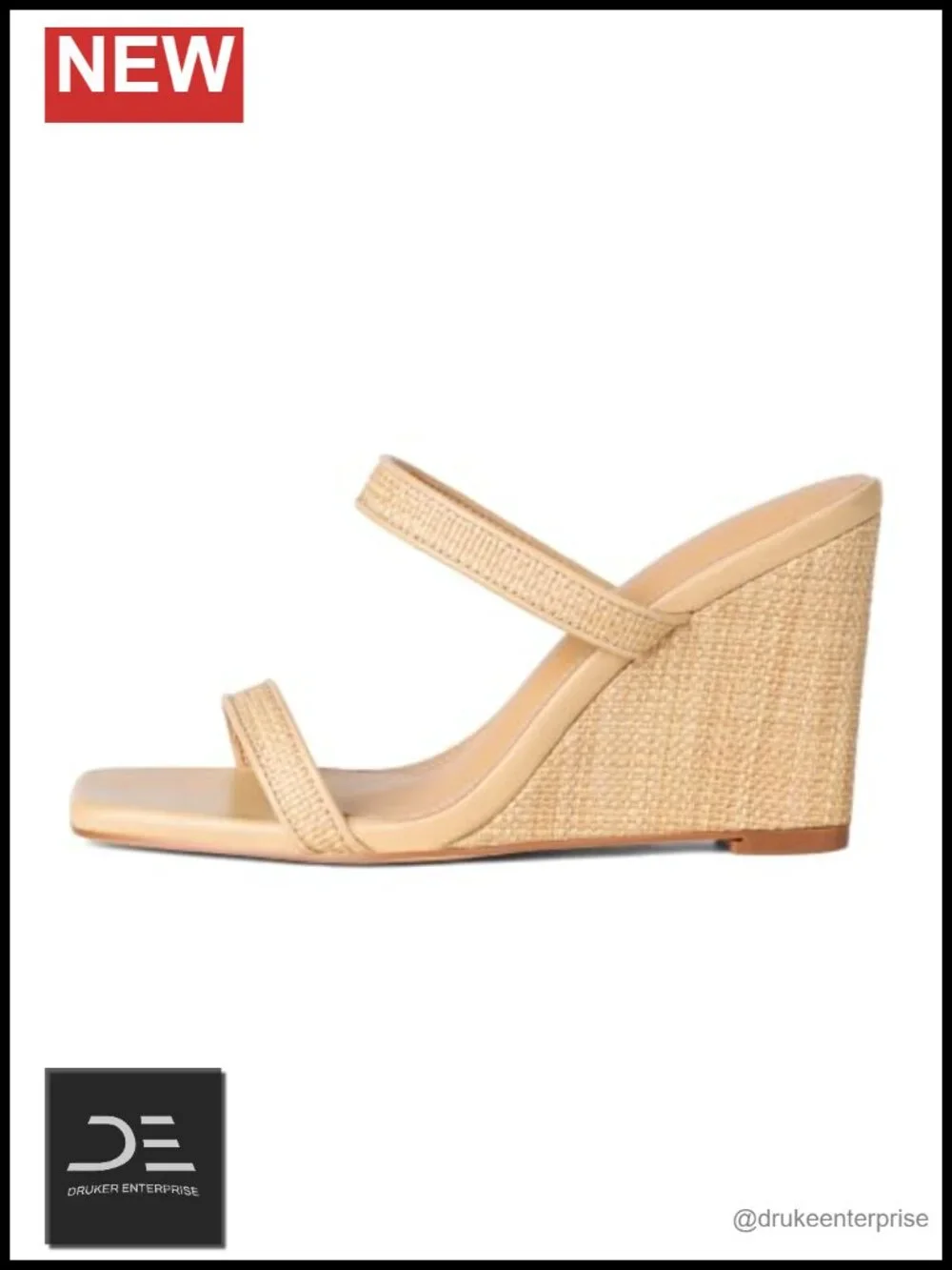 Raffia Espadrille Wedge Sandals Square Toe Slingback Summer Beach Shoes